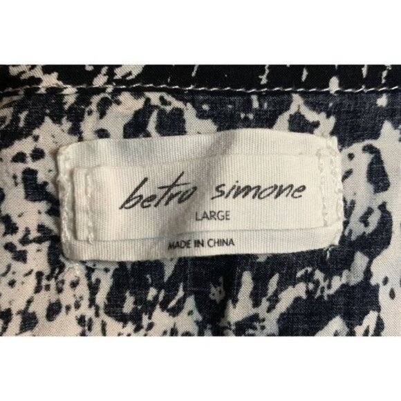 Betro Simone Womens Tie Front Side Split Romper Size L Black White Elastic Waist - Picture 9 of 9